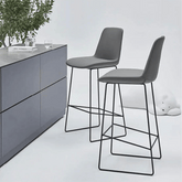 Villa Minimalist Leather High Sled Base Bar Stool Chair - Gavisco Office Furniture